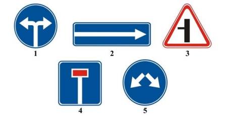 Which sign indicates bypass road to the right or left?