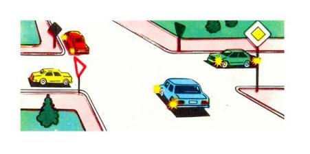 The third will drive through the intersection: