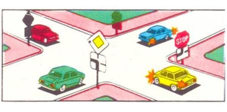 The third will drive through the intersection: