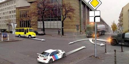 Vehicles will drive through the intersection in the following order: