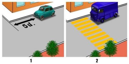 In which picture did the driver correctly stop his car to drop off passengers?
