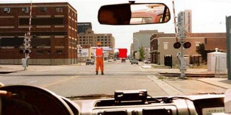 Is it allowed to enter a railroad crossing in this situation?